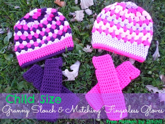 crochet Matching hat and fingerless gloves braided cable