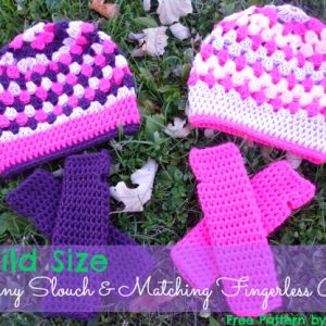 Matching child size slouch and fingerless gloves