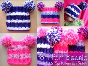 Pom Pom Beanie - Free Crochet Pattern