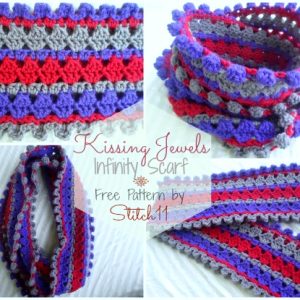 Free Kissing Jewels Infinity Scarf Crochet Pattern
