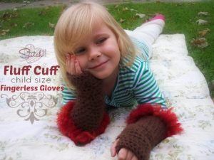 Fluff Cuff - Child Size Fingerless Gloves - Free Crochet Pattern