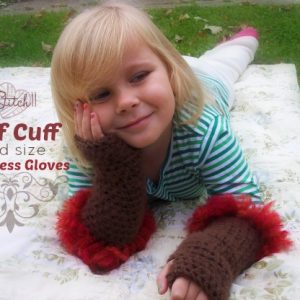 Fluff Cuff - Child Size Fingerless Gloves - Free Crochet Pattern