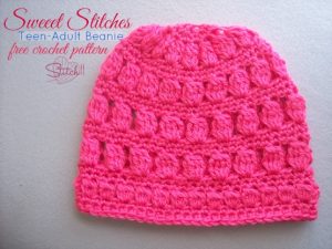 Sweet Stitches - TeenAdult Beanie - Free Crochet Pattern