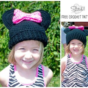 Minnie Mouse Hat - Free Crochet Pattern - Preschool and child-teensmall adult sizes