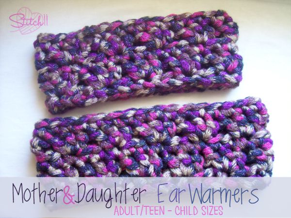 Mother and Daughter Ear Warmers - AdultTeen - Child sizes - Free Crochet Pattern