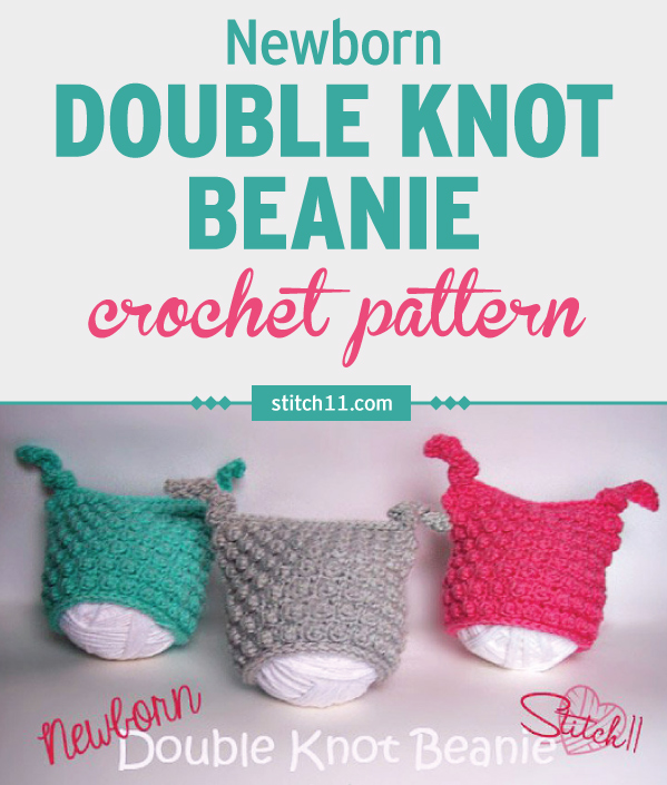 This Newborn Double Knot Beanie crochet pattern is an easy pattern making use of the popcorn stitch to add the bumps. It