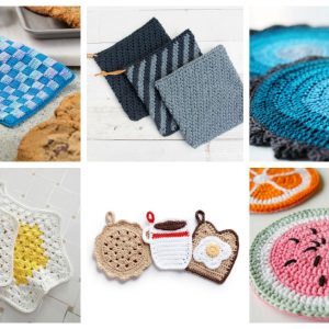 These Crochet Potholders are so cute and creative. There’s one for every occasion. #crochetpatterns #crochetpotholders #crochetlove #crochetaddict
