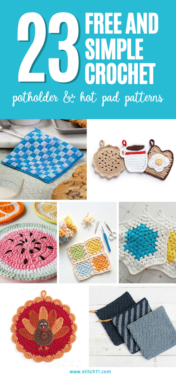 These Crochet Potholders are so cute and creative. There’s one for every occasion. #crochetpatterns #crochetpotholders #crochetlove #crochetaddict