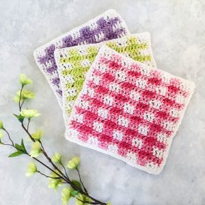 Spring Gingham Dishcloths Crochet