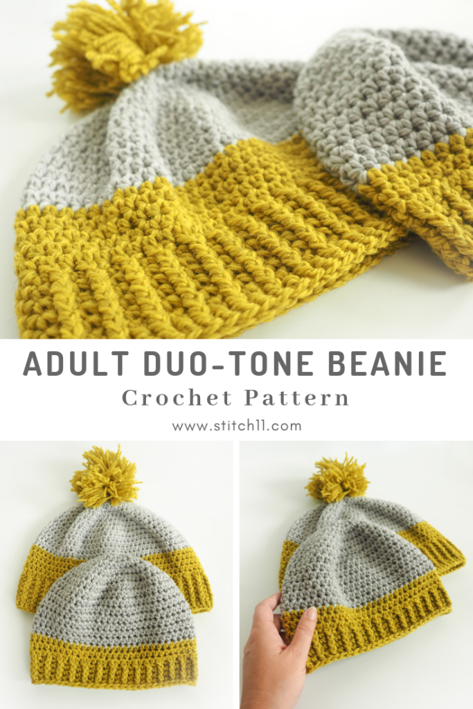 If you’re looking for a bright start to those dull winter mornings, the Adult Duo-Tone Beanie is the perfect project for you. #crochetbeanie #crochethat #crochetpattern #crochetlove #crochetaddict