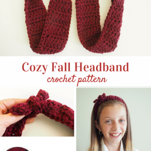 The Cozy Fall Headband is crocheted as one long piece that can be tied and untied each time you wear it. #crochetheadband #crochetpattern #crochetlove #crochetaddict