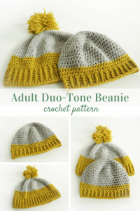 If you’re looking for a bright start to those dull winter mornings, the Adult Duo-Tone Beanie is the perfect project for you. #crochetbeanie #crochethat #crochetpattern #crochetlove #crochetaddict