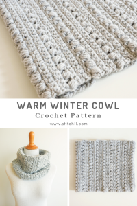 The Warm Winter Cowl will keep you warm and cozy outside in the cold. But it’s small enough to throw in your purse once you’re inside. #crochetcowl #crochetpattern #crochetlove #crochetaddict