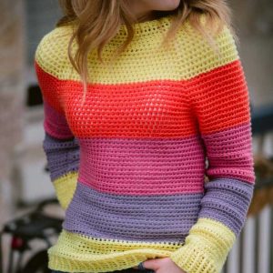 Top Down Crochet Sweater - These 16 super easy crochet sweater patterns are the best we’ve found. There’s a good variety to choose from whether you like them light, cropped or with a classic look. #easycrochetsweaterpatters #easycrochetpatterns #crochetsweaters