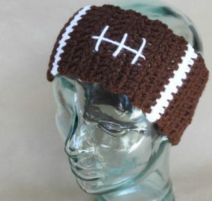 Football Ear Warmers - Check out these cute, versatile and functional crochet ear warmer patterns and get started on your stock before the cold sets in! #crochetearwarmerpatterns #crochetearwarmers #crochetpatterns