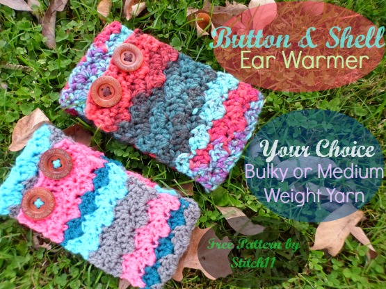 Shell and Button Ear Warmer - Check out these cute, versatile and functional crochet ear warmer patterns and get started on your stock before the cold sets in! #crochetearwarmerpatterns #crochetearwarmers #crochetpatterns