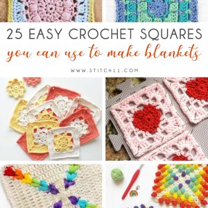 25 Easy Crochet Squares You Can Use To Make Blankets - If you’re thinking of starting a crochet blanket and want to give it that extra touch of ‘oomph’ - using any of these crochet squares might be the thing you need! #crochetsquares #afghansquares #crochetpatterns