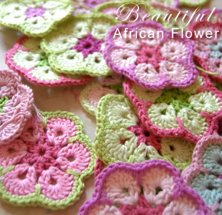 a bunch of African Flower Crochet Granny flowers