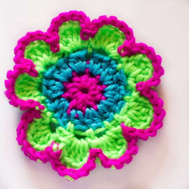 Brightly Colored Crochet Flower
