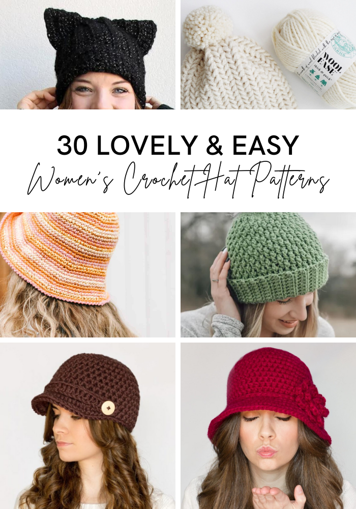 Crochet Hat for Women - Featured Image Portrait with Heading
