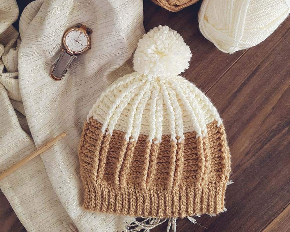 Winter crochet beanie hat