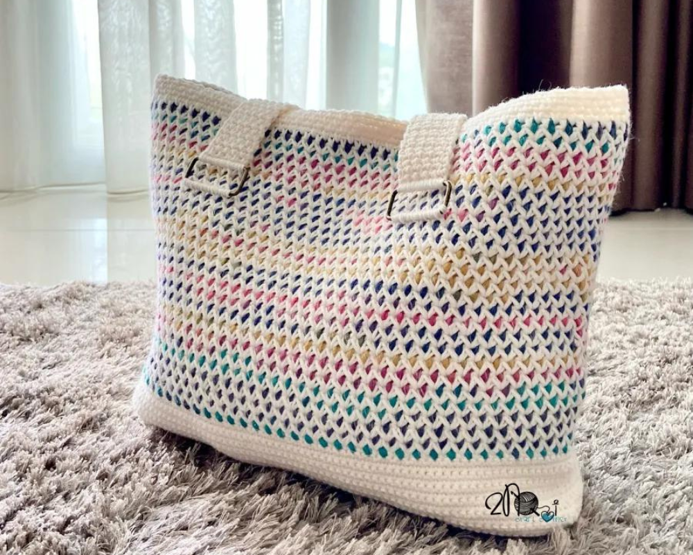 Crochet Cotton Candy Tote Bag