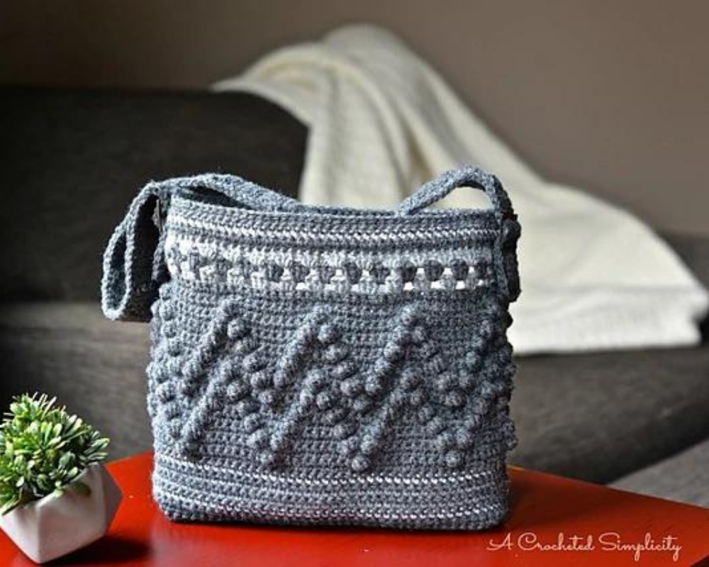 Chevron Bobble Crochet Tote Bag