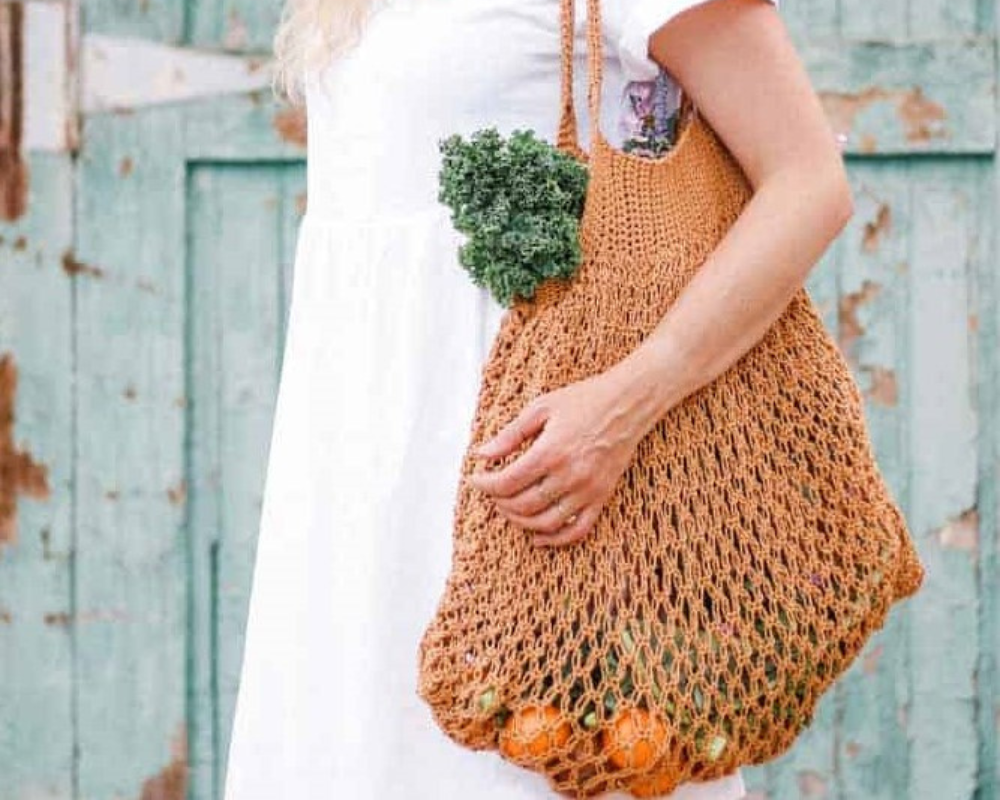 Harvest Market Crochet Tote Bag