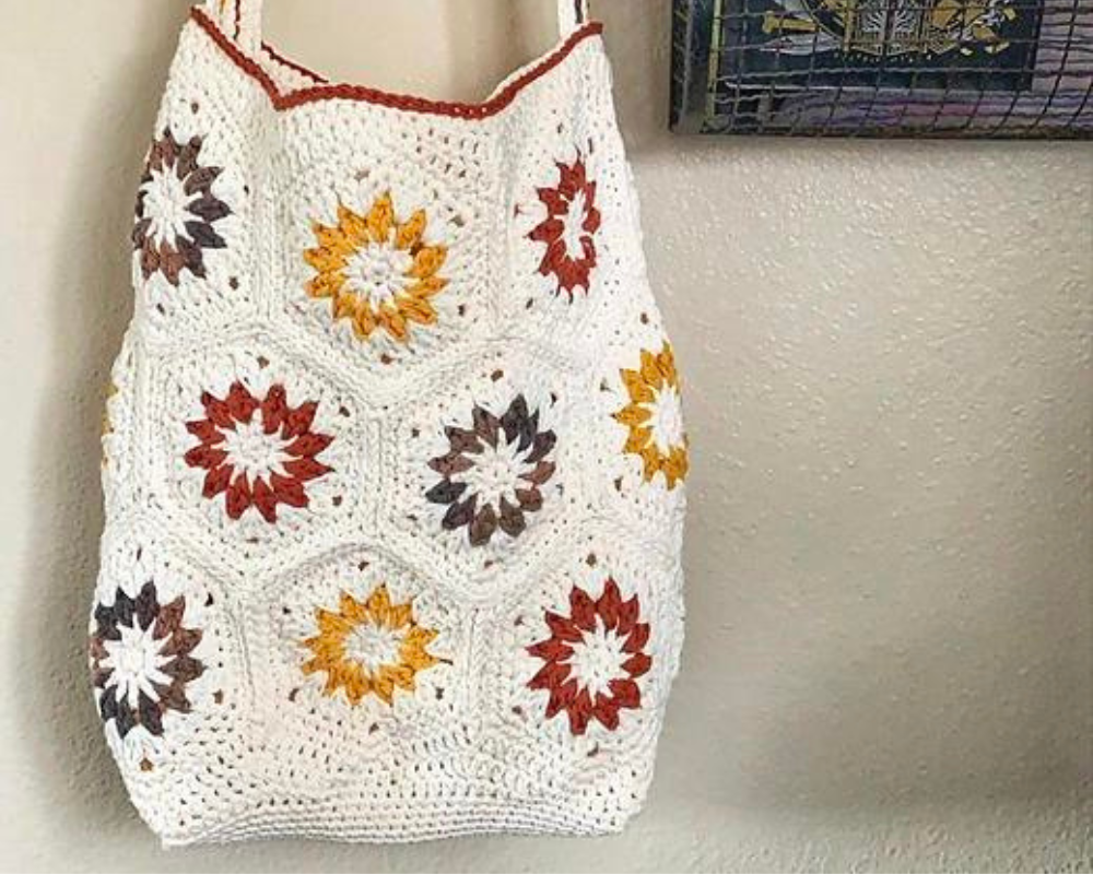 Summer Retro Crochet Tote Bag