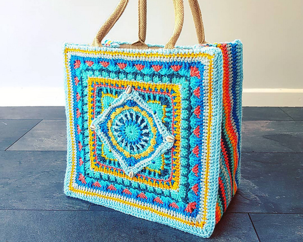 Jackfield Tiled Crochet Tote Bag