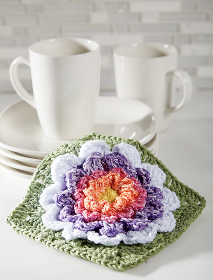 Full Bloom Crochet Dishcloth