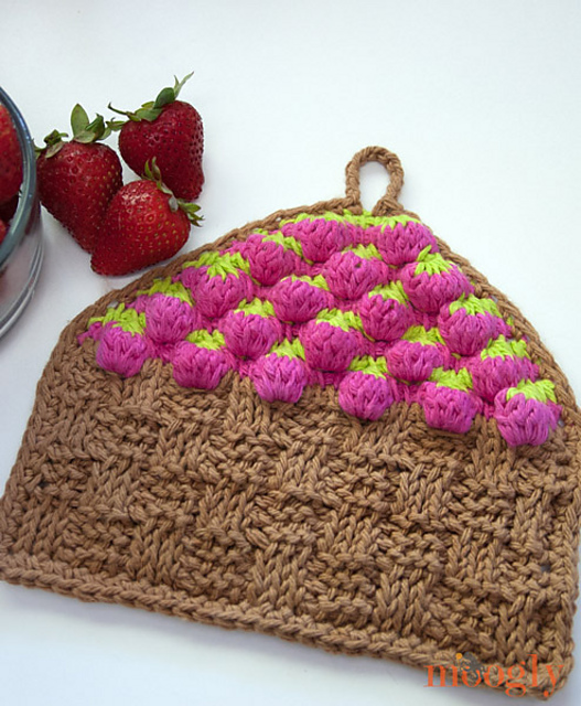 Strawberry Basket Tunisian Crochet Dishcloth
