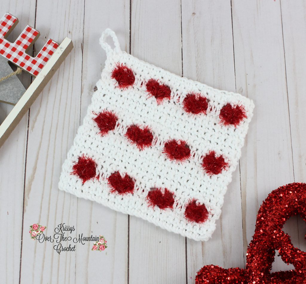 Sweet Heart Crochet Dishcloth