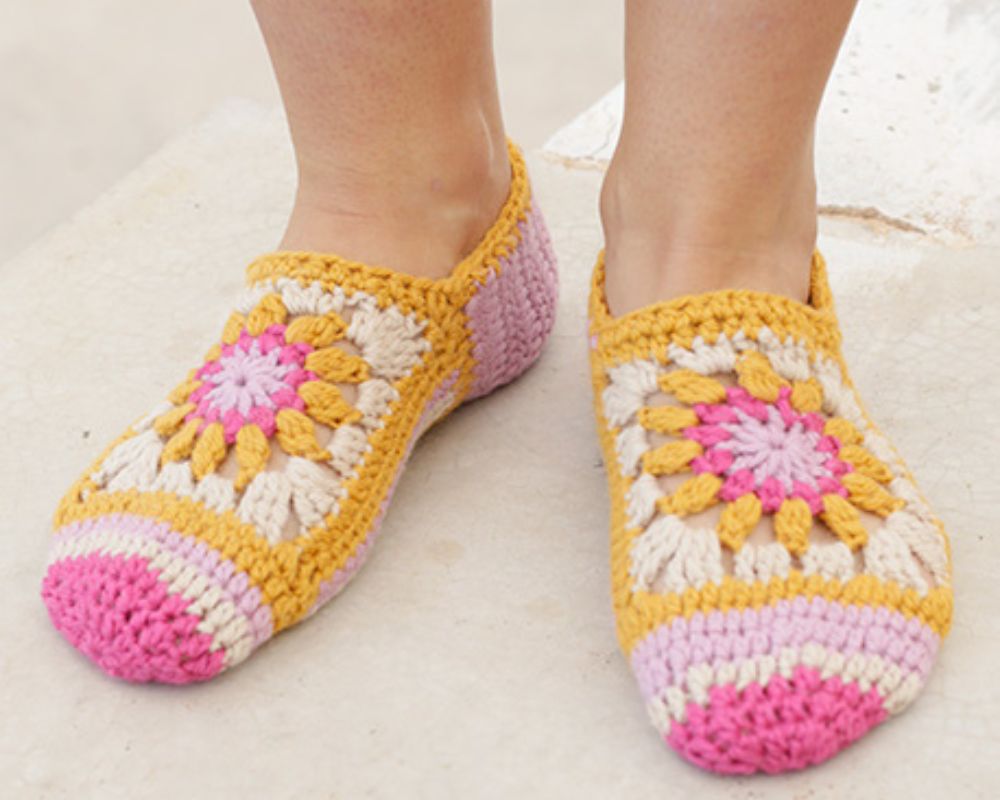 Himalayan Rose Crochet Slippers