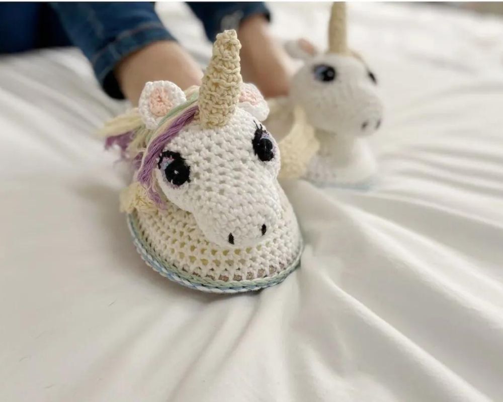 Unicorn Crochet Slippers