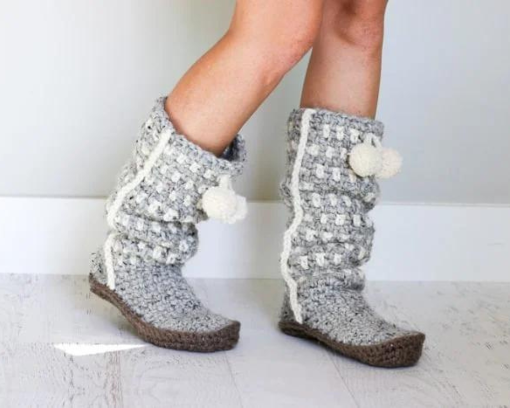 Tall Crochet Boot Slippers 