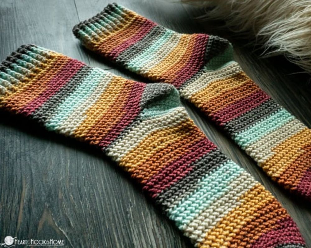 Herringbone Crochet Socks 