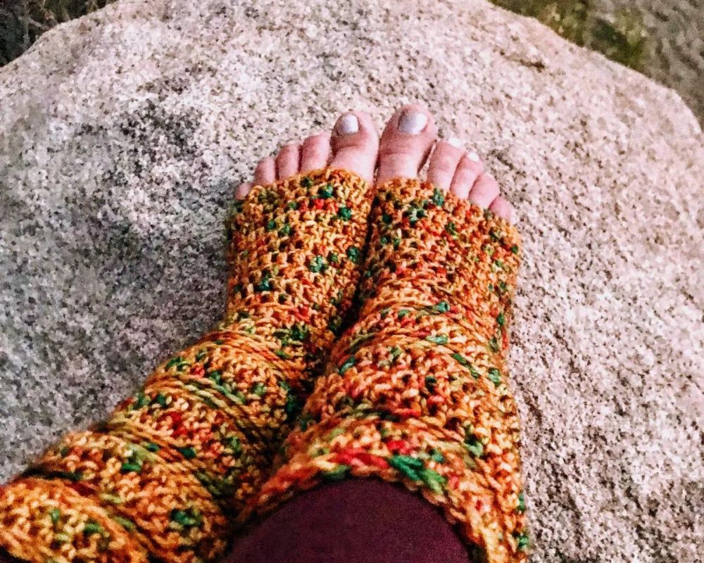 Pumpkin Spice Yoga Crochet Socks