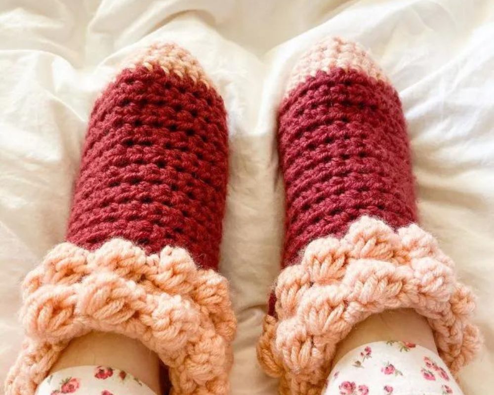 Crochet Bobble Slipper Socks 