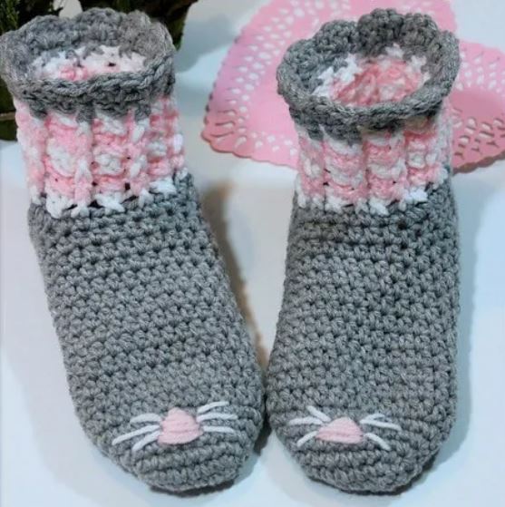 Purr-fect Kitty Crochet Socks 