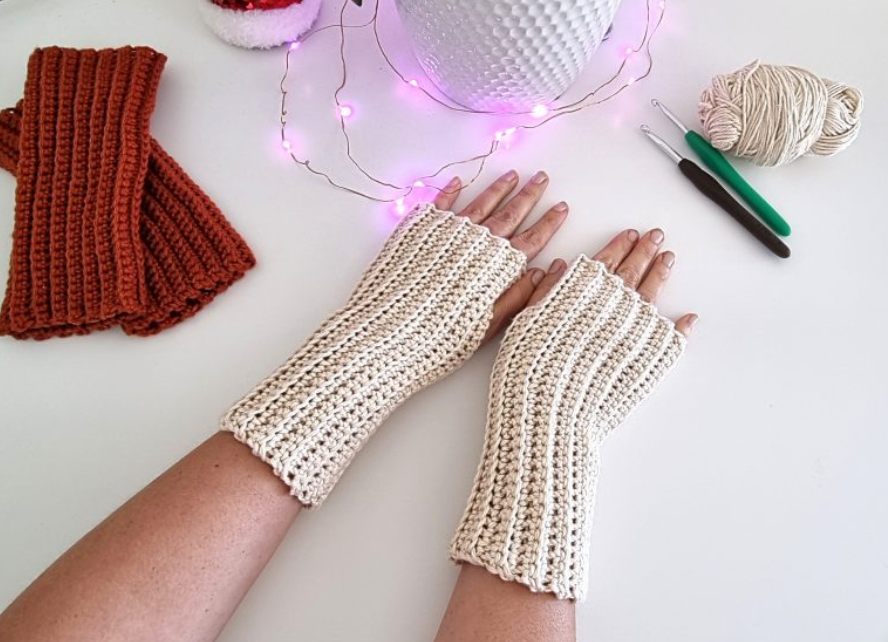 Ridge Crochet Fingerless Gloves