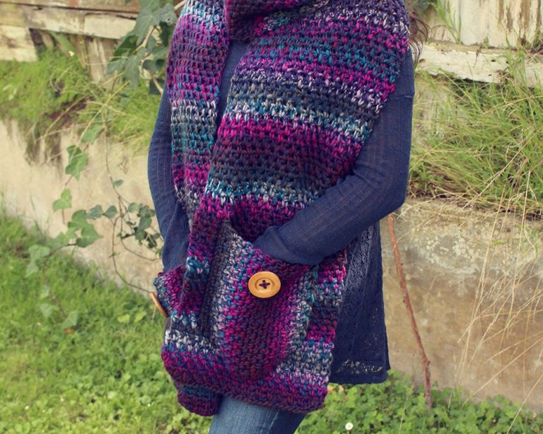 20 Easy Crochet Pocket Scarf Free Patterns - Stitch11