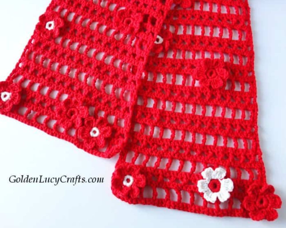 Lace Floral Crochet Scarf 