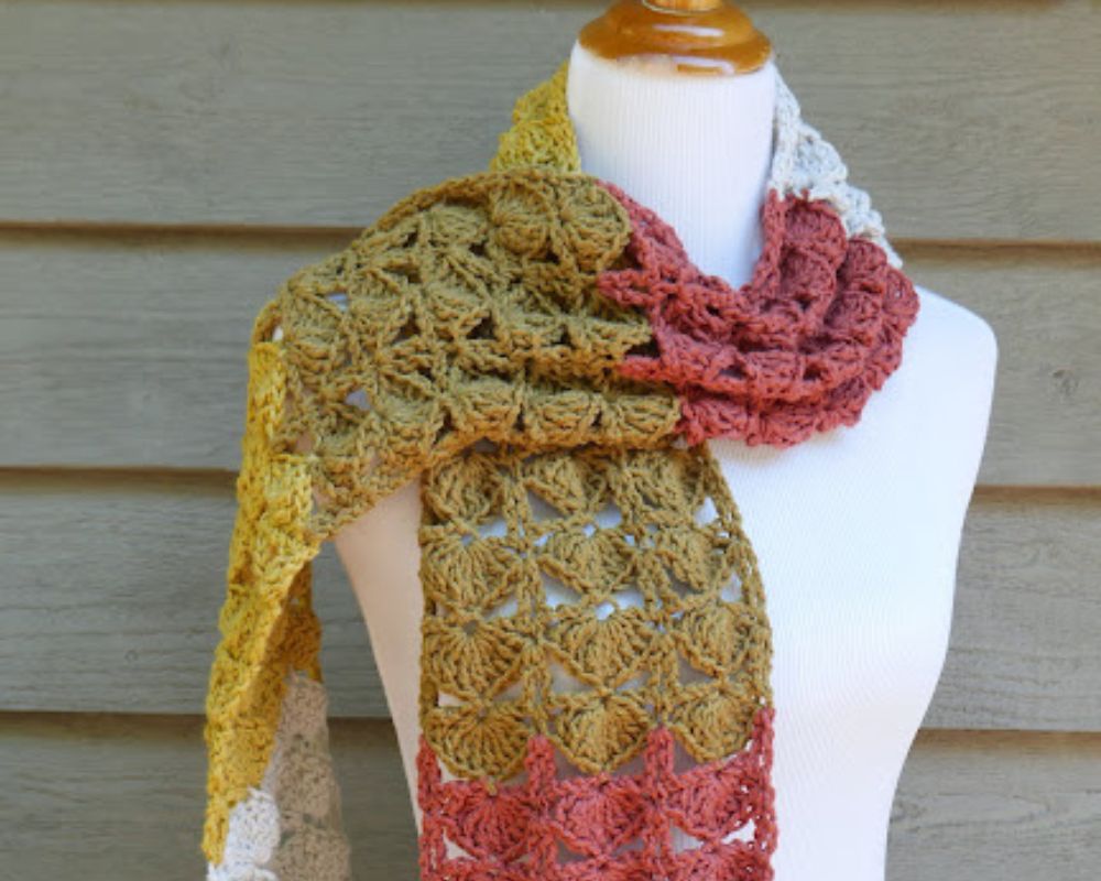 Gingko Leaf Crochet Scarf