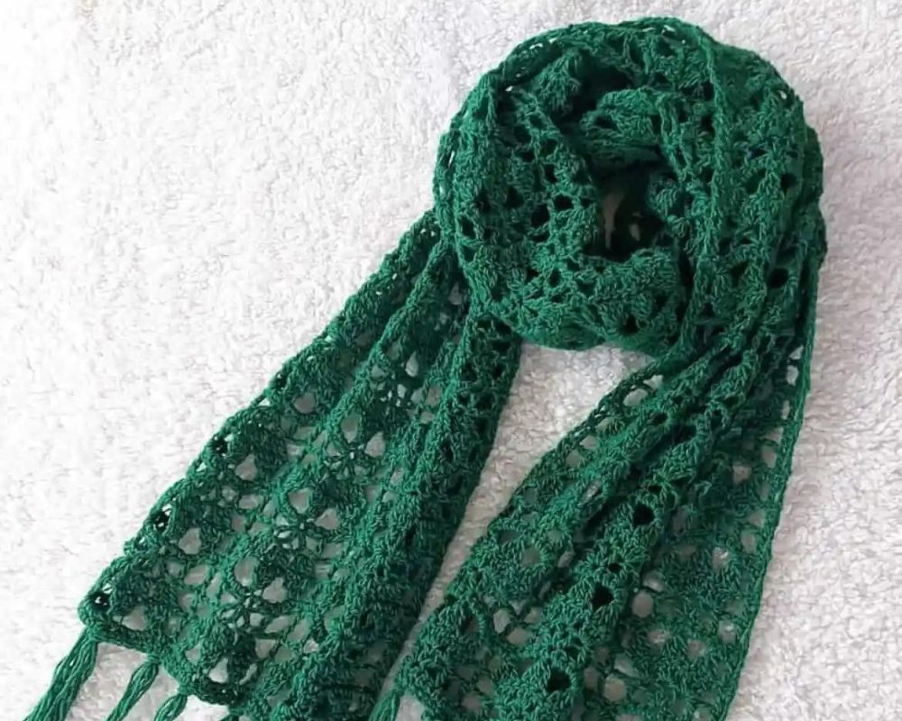 Tendril Leaf Crochet Scarf