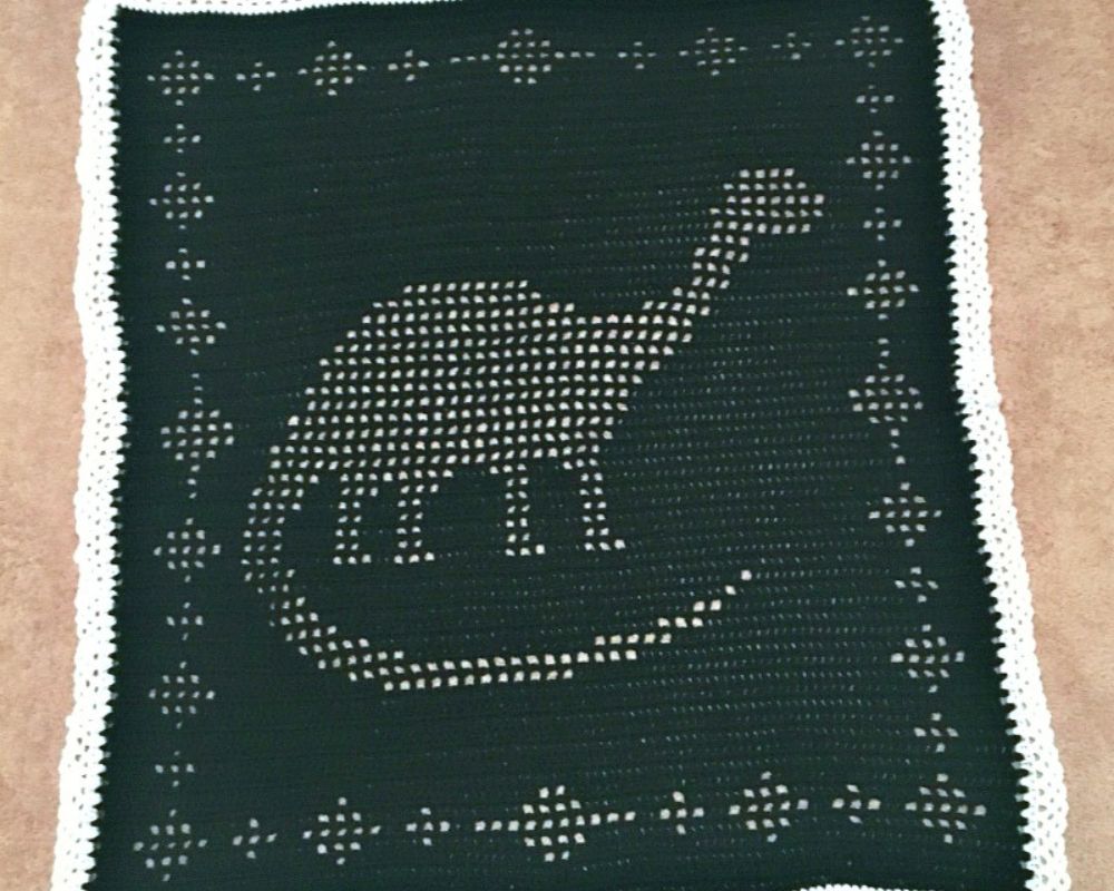 Filet Dinosaur Crochet Blanket
