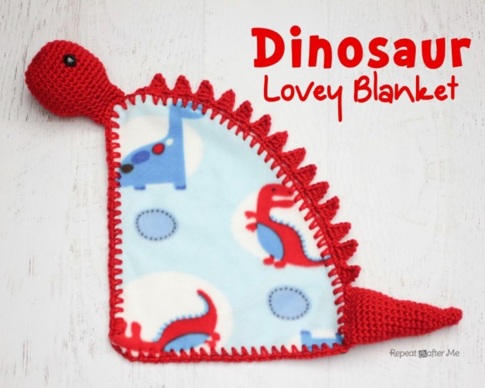 Crochet Dinosaur Lovey Blanket