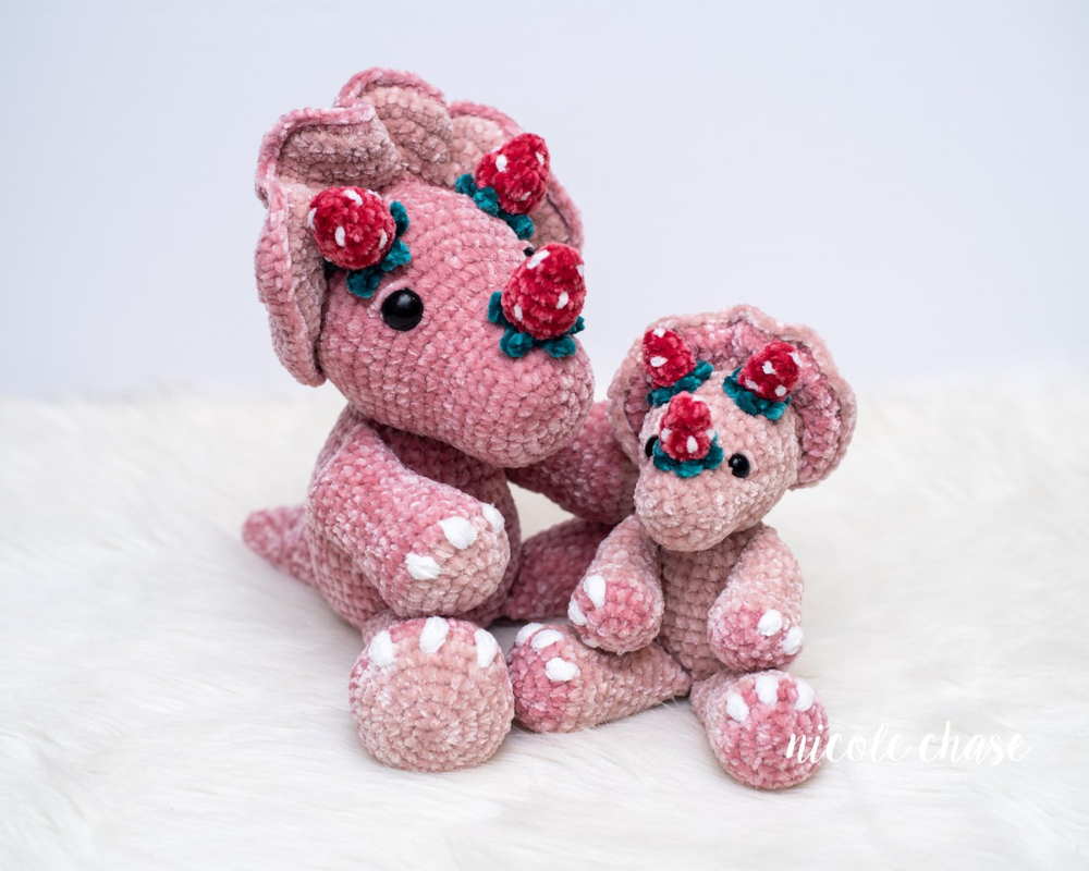 Crochet Strawberry Tanner the Triceratops